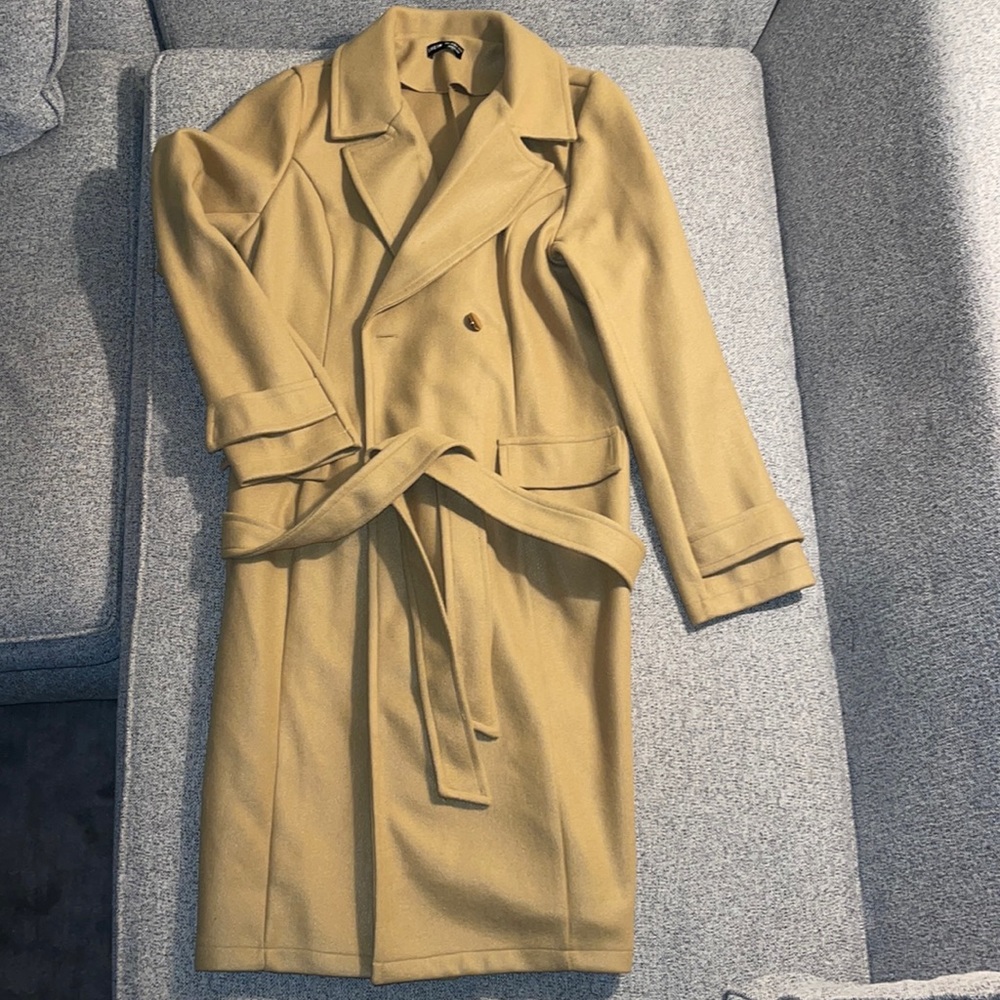SHEIN Double Breasted Lapel Collar Overcoat - Camel